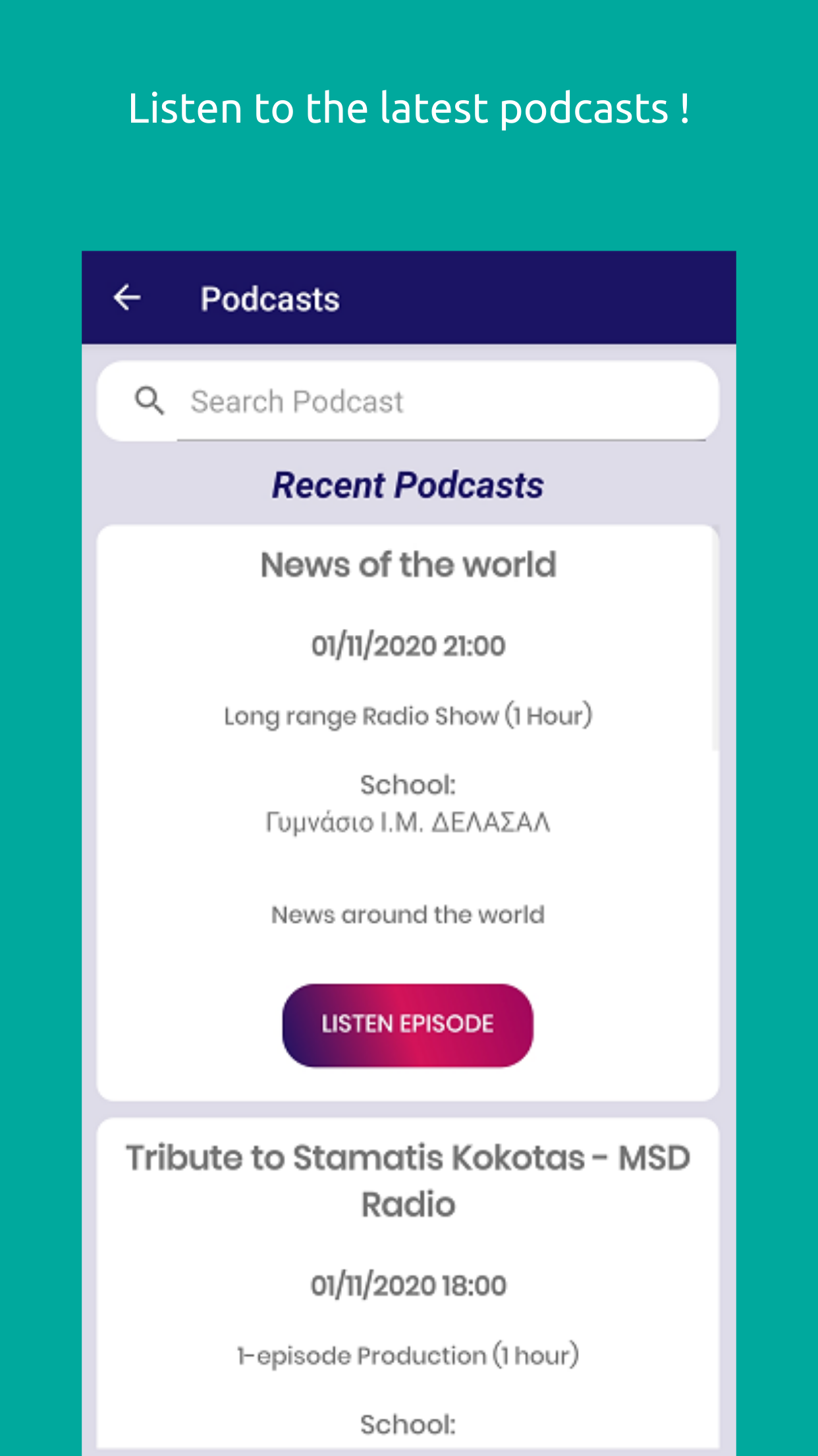 Podcasts Page